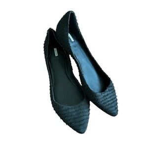 Leon Max Textured Shaggy Flats Women's Designer Slip On Shoes Size